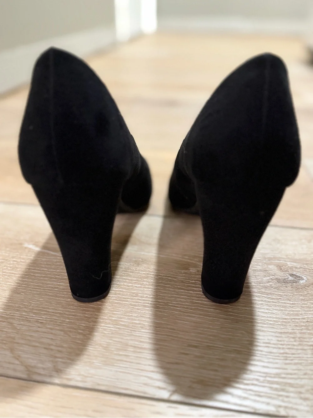 Fergalicious Black Pointed Toe Suede Pumps